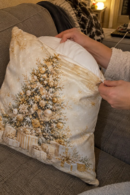 1/4 Pièces de Housses de Coussin Dorées pour Décoration de Noël en Polyester pour la Maison, la Voiture et le Canapé — photo